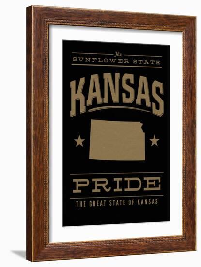 Kansas State Pride - Gold on Black-Lantern Press-Framed Art Print