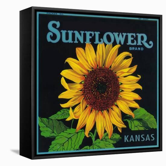 Kansas - Sunflower Brand Crate Label-Lantern Press-Framed Stretched Canvas