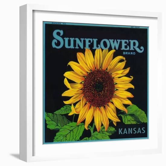 Kansas - Sunflower Brand Crate Label-Lantern Press-Framed Art Print