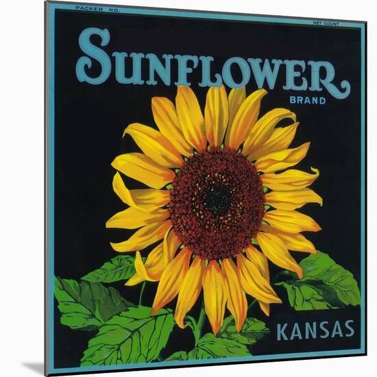 Kansas - Sunflower Brand Crate Label-Lantern Press-Mounted Art Print