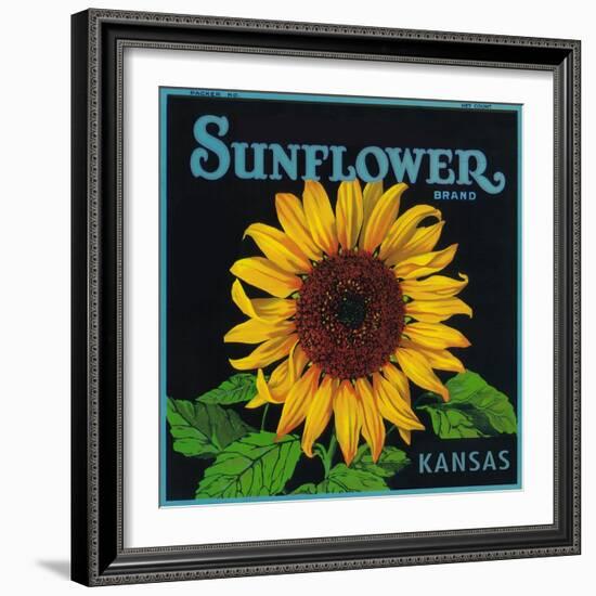 Kansas - Sunflower Brand Crate Label-Lantern Press-Framed Premium Giclee Print