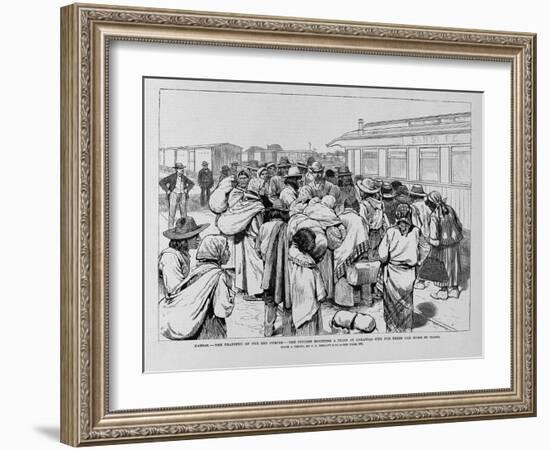 Kansas - the Transfer of the Nez Perces - the Indians Boarding a Train at Arkansas City for their O-null-Framed Giclee Print