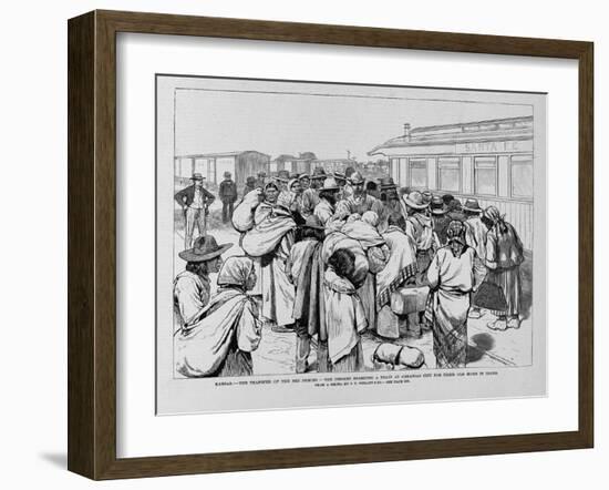 Kansas - the Transfer of the Nez Perces - the Indians Boarding a Train at Arkansas City for their O-null-Framed Giclee Print