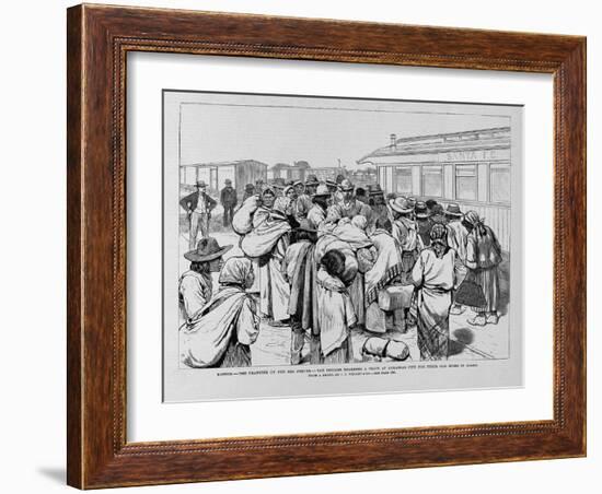 Kansas - the Transfer of the Nez Perces - the Indians Boarding a Train at Arkansas City for their O-null-Framed Giclee Print