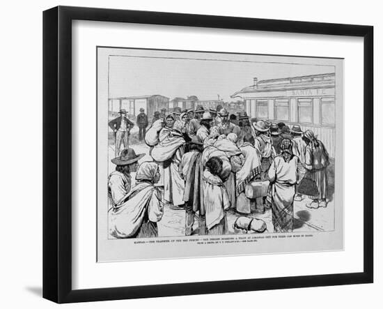 Kansas - the Transfer of the Nez Perces - the Indians Boarding a Train at Arkansas City for their O-null-Framed Giclee Print