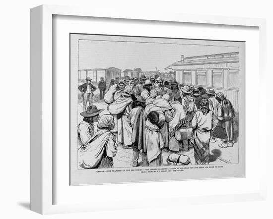 Kansas - the Transfer of the Nez Perces - the Indians Boarding a Train at Arkansas City for their O-null-Framed Giclee Print