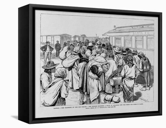 Kansas - the Transfer of the Nez Perces - the Indians Boarding a Train at Arkansas City for their O-null-Framed Premier Image Canvas