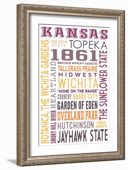 Kansas - Typography-Lantern Press-Framed Art Print