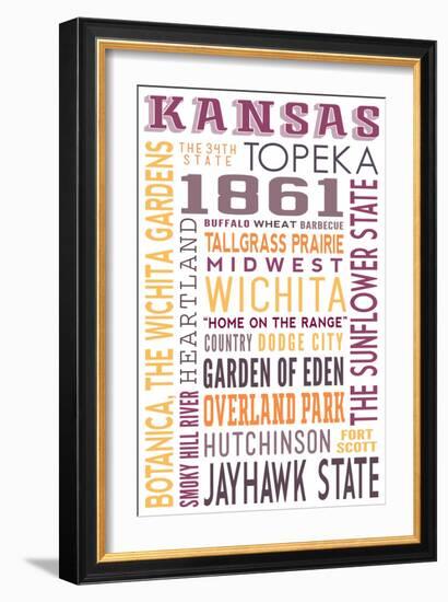 Kansas - Typography-Lantern Press-Framed Art Print