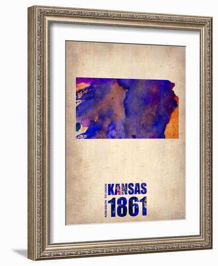 Kansas Watercolor Map-NaxArt-Framed Art Print