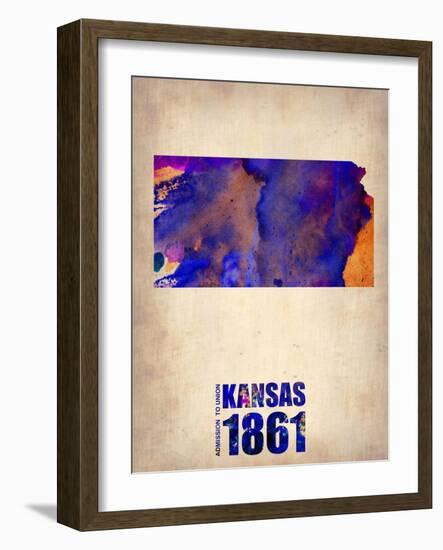 Kansas Watercolor Map-NaxArt-Framed Art Print