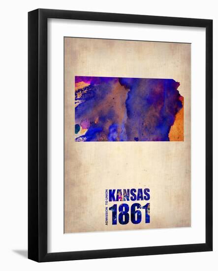 Kansas Watercolor Map-NaxArt-Framed Art Print