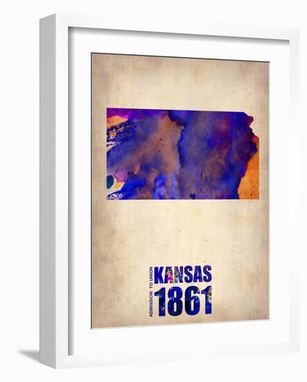 Kansas Watercolor Map-NaxArt-Framed Art Print