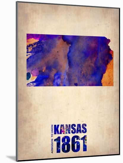 Kansas Watercolor Map-NaxArt-Mounted Art Print