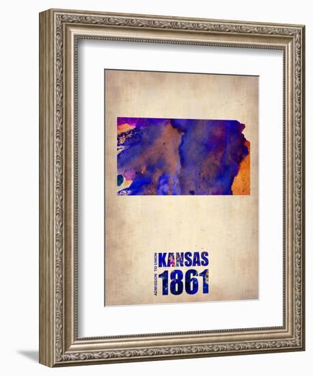 Kansas Watercolor Map-NaxArt-Framed Art Print