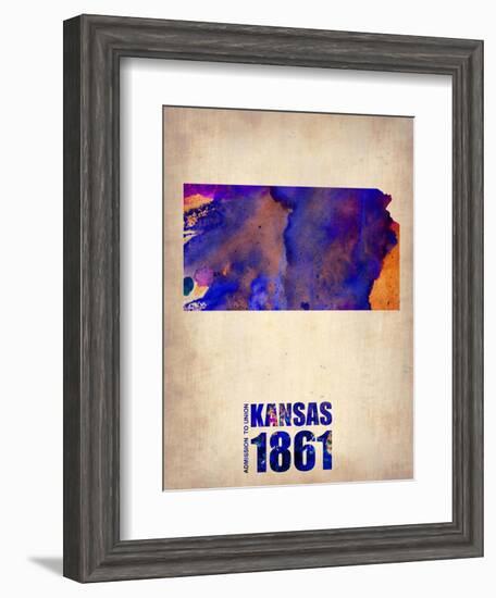 Kansas Watercolor Map-NaxArt-Framed Art Print