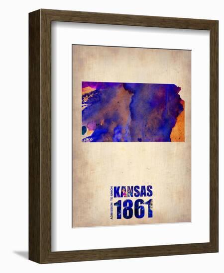 Kansas Watercolor Map-NaxArt-Framed Art Print