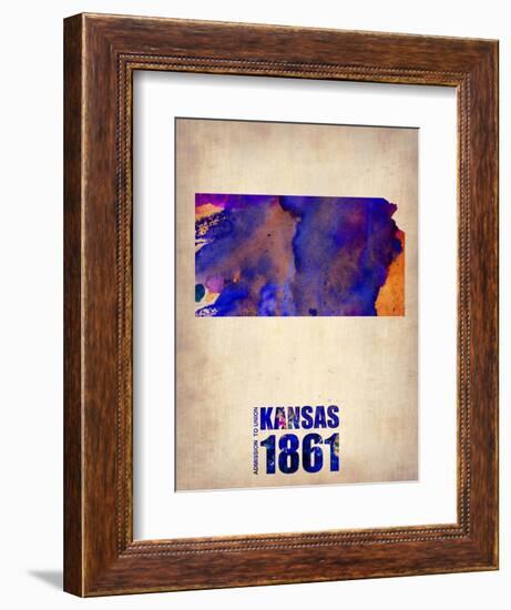 Kansas Watercolor Map-NaxArt-Framed Art Print