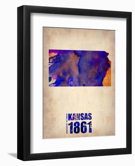 Kansas Watercolor Map-NaxArt-Framed Art Print