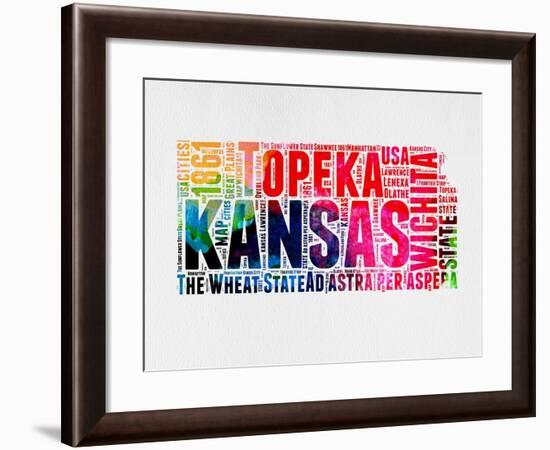 Kansas Watercolor Word Cloud-NaxArt-Framed Art Print