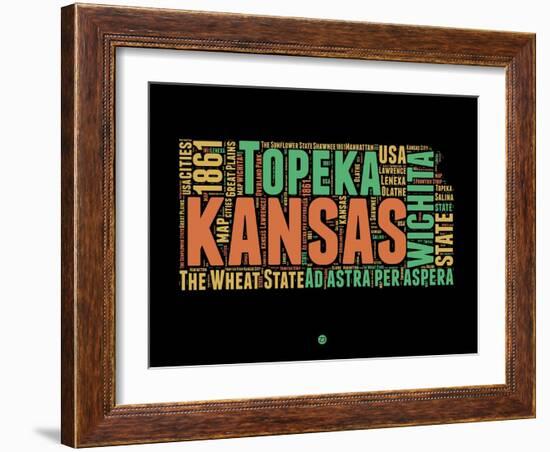 Kansas Word Cloud 1-NaxArt-Framed Art Print