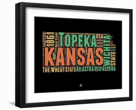 Kansas Word Cloud 1-NaxArt-Framed Art Print