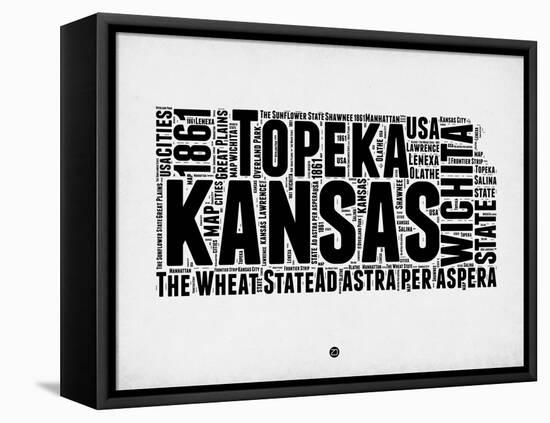 Kansas Word Cloud 2-NaxArt-Framed Stretched Canvas