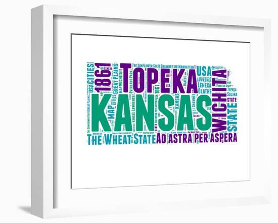 Kansas Word Cloud Map-NaxArt-Framed Art Print