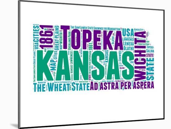 Kansas Word Cloud Map-NaxArt-Mounted Art Print