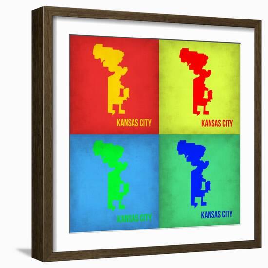 KansasCity Pop Art Map 1-NaxArt-Framed Premium Giclee Print