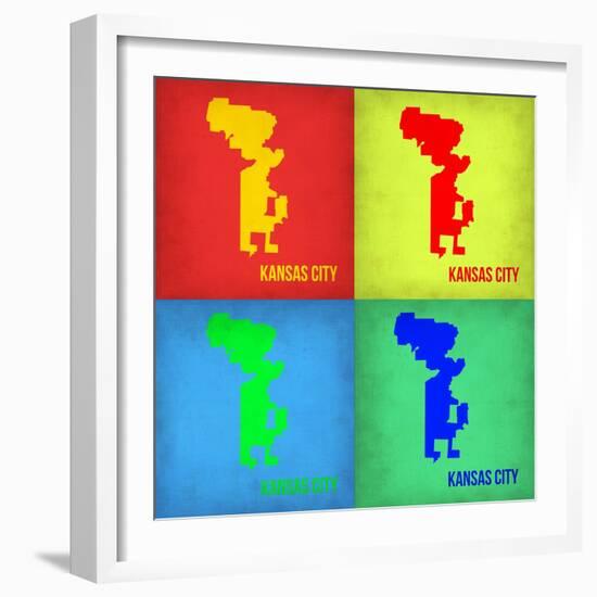 KansasCity Pop Art Map 1-NaxArt-Framed Art Print