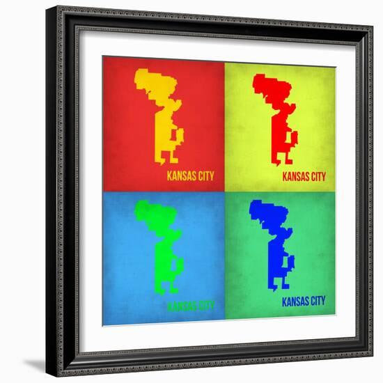 KansasCity Pop Art Map 1-NaxArt-Framed Art Print