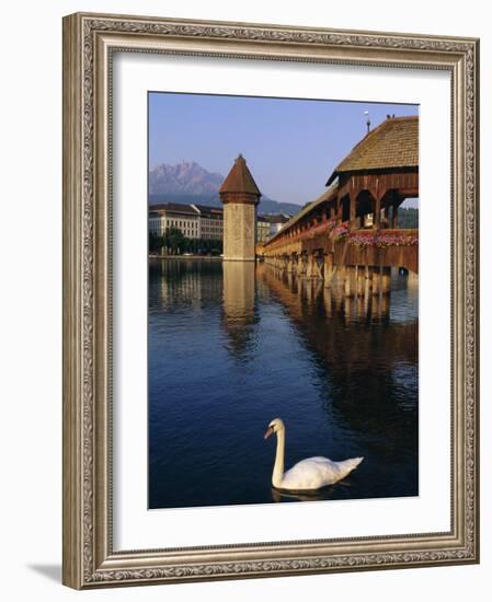 Kapellbrucke (Covered Wooden Bridge) Over the River Reuss, Lucerne (Luzern), Switzerland, Europe-Gavin Hellier-Framed Photographic Print