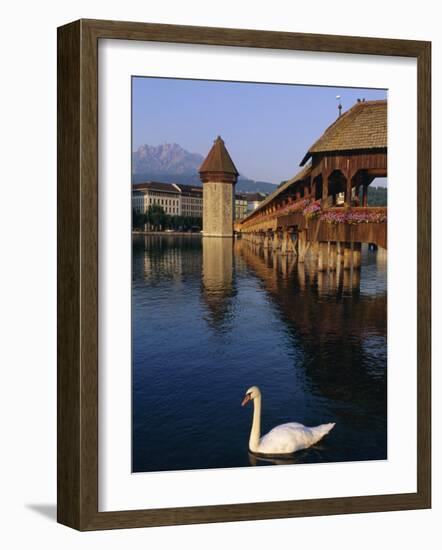 Kapellbrucke (Covered Wooden Bridge) Over the River Reuss, Lucerne (Luzern), Switzerland, Europe-Gavin Hellier-Framed Photographic Print