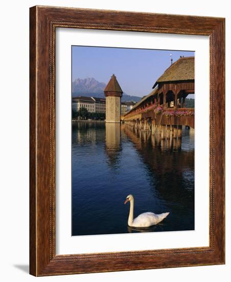 Kapellbrucke (Covered Wooden Bridge) Over the River Reuss, Lucerne (Luzern), Switzerland, Europe-Gavin Hellier-Framed Photographic Print