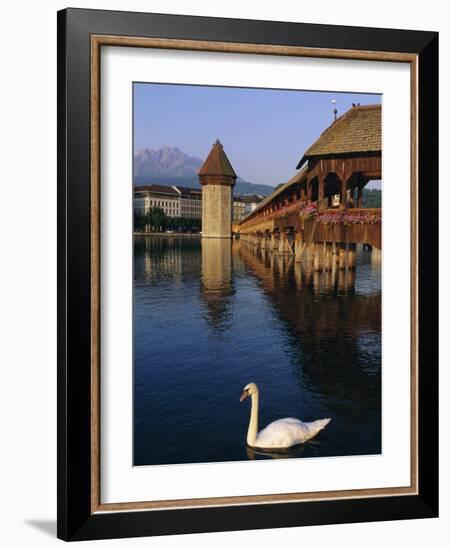 Kapellbrucke (Covered Wooden Bridge) Over the River Reuss, Lucerne (Luzern), Switzerland, Europe-Gavin Hellier-Framed Photographic Print