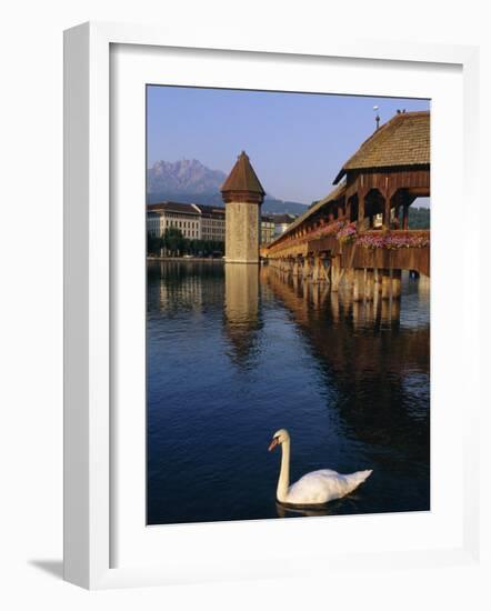 Kapellbrucke (Covered Wooden Bridge) Over the River Reuss, Lucerne (Luzern), Switzerland, Europe-Gavin Hellier-Framed Photographic Print