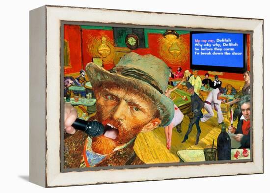 Karaoke Night in Arles-Barry Kite-Framed Stretched Canvas