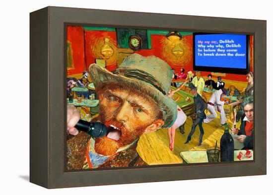 Karaoke Night in Arles-Barry Kite-Framed Stretched Canvas