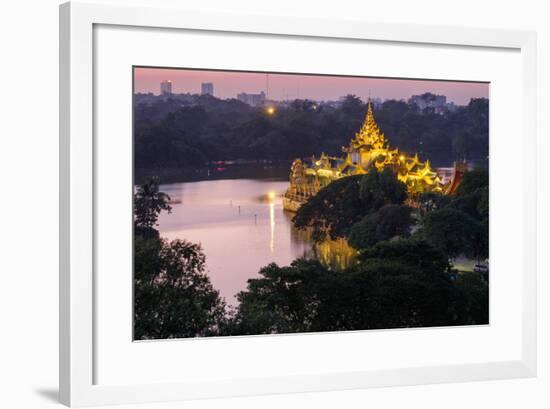 Karaweik, Kan Daw Gyi Lake and Park, Yangon (Rangoon), Myanmar (Burma), Asia-Nathalie Cuvelier-Framed Photographic Print