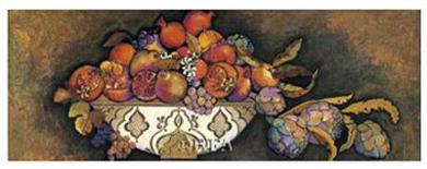 Artichokes and Pomegranates in a Moroccan Bowl-Karel Burrows-Art Print