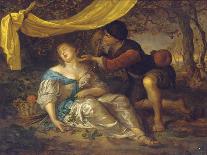 A Shepherd Kneeling over a Lady Sleeping under a Canopy in a Wooded Landscape-Karel De Moor-Premier Image Canvas