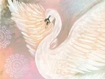 Pastel Swan With Mandala-Karen Barski-Framed Stretched Canvas