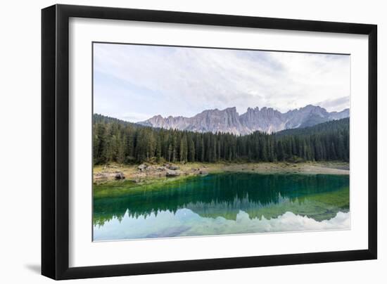 Karersee (Lake), Dolomites, South Tyrol, Italy: Reflections In The Lake-Axel Brunst-Framed Photographic Print