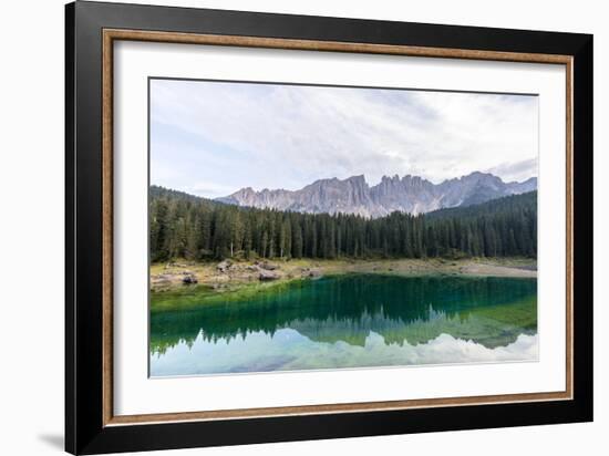 Karersee (Lake), Dolomites, South Tyrol, Italy: Reflections In The Lake-Axel Brunst-Framed Photographic Print