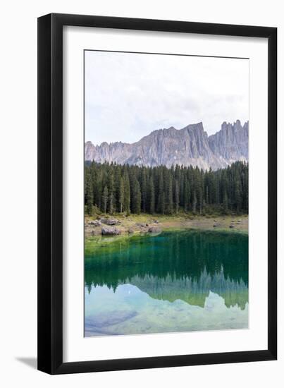 Karersee (Lake), Dolomites, South Tyrol, Italy: Reflections In The Lake-Axel Brunst-Framed Photographic Print