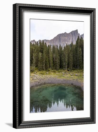 Karersee (Lake), Dolomites, South Tyrol, Italy: Reflections In The Lake-Axel Brunst-Framed Photographic Print