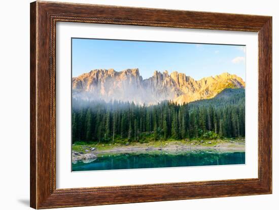 Karersee Lake, Front of Latemar, Dolomites-Sonja Jordan-Framed Photographic Print