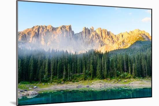 Karersee Lake, Front of Latemar, Dolomites-Sonja Jordan-Mounted Photographic Print