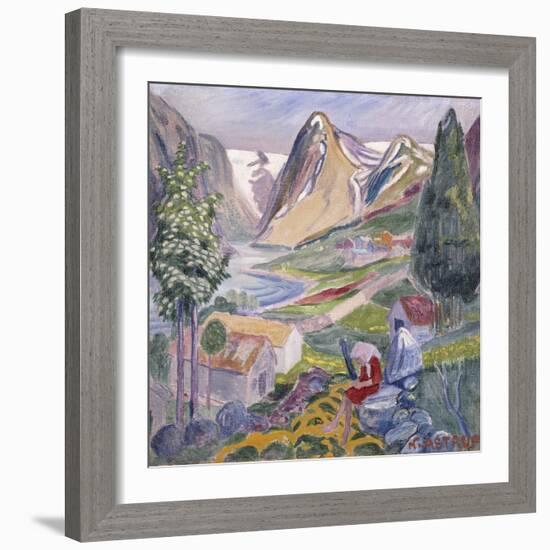 Kari at Sunde; Kari Paa Sunde-Nikolai Astrup-Framed Giclee Print